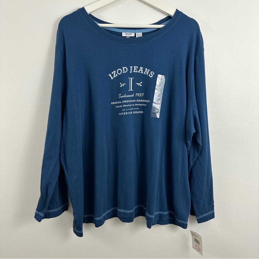 2/$20 NWT IZOD Blue Long Sleeve Shirt Women's Size 3X